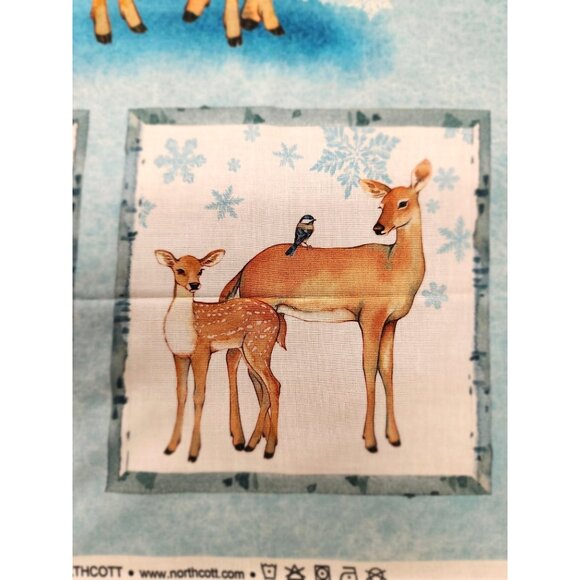 One Snowy Day Christmas Woodland Fabric Panel 24"x43" - Woodland Animals Scene - Picture 8 of 16